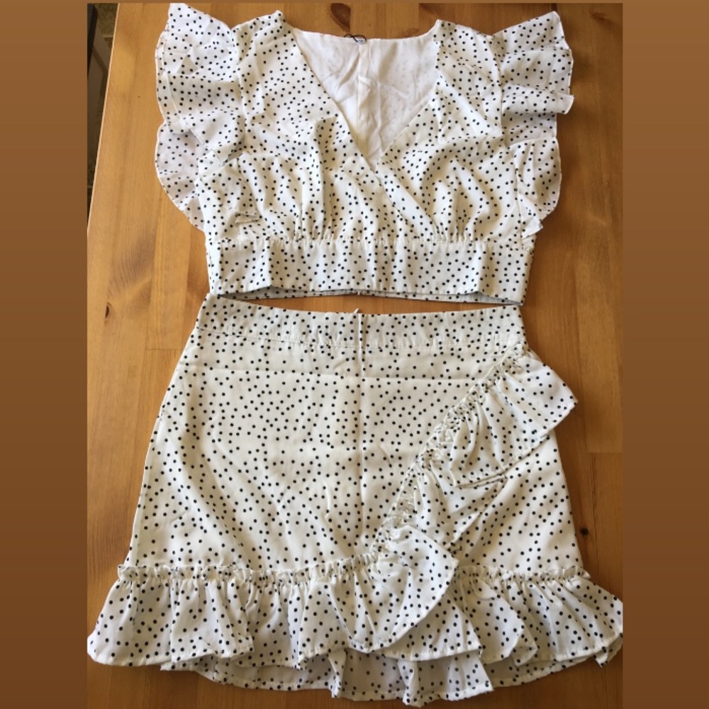 White Polka Dot Two Piece